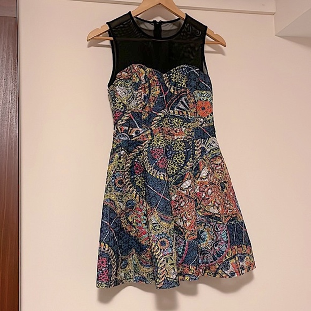 Colorful Patchwork Style Dress, Women Size Small